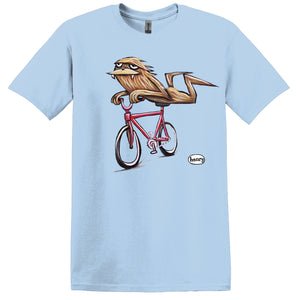 Sasquatch Biking Heathered Blue Unisex T-Shirt