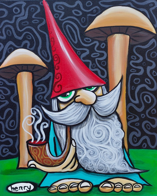 Gnome with Mushrooms Canvas Print