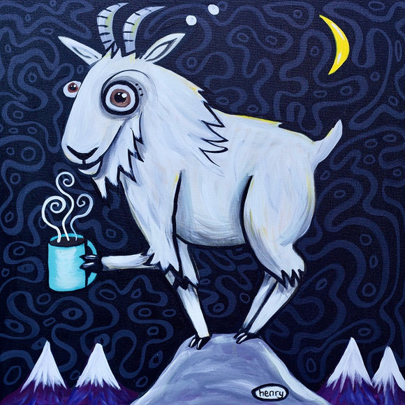 Mountain Goat with Coffee Canvas Print