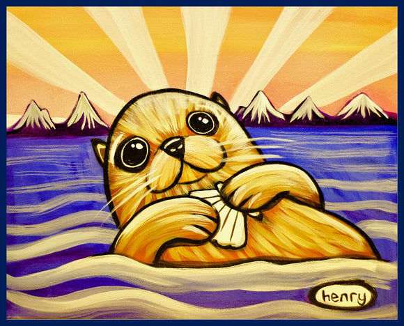 Otter with Clam Sticker