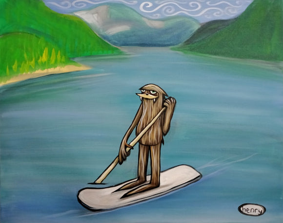 Sasquatch Paddleboarding Canvas Print