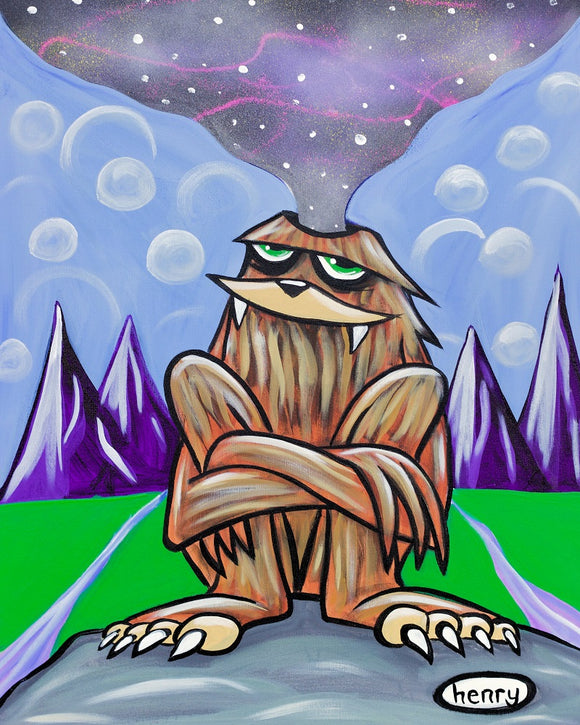 Sasquatch Contemplating the Universe Canvas Print