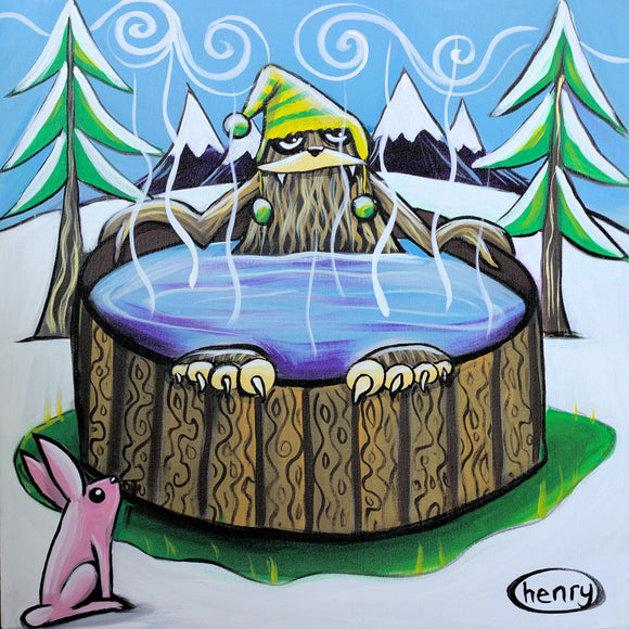 Sasquatch in Hot Tub Canvas Print