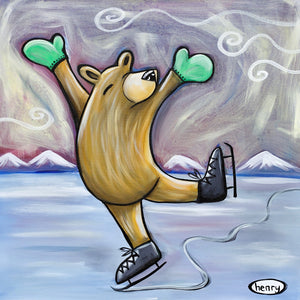 Skating Bear Canvas Print