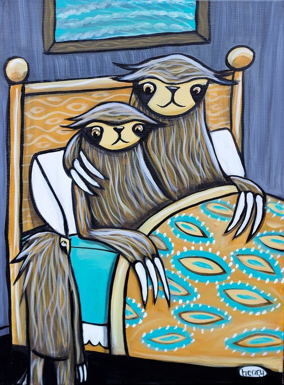 Sloth Family Bedtime Canvas Print