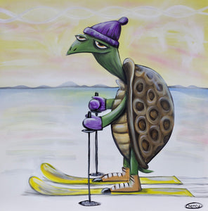 Turtle Skiing Canvas Print