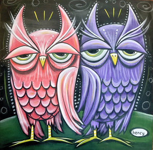 Two Sleepy Owls Canvas Print