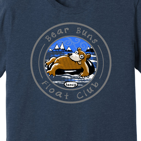 Bear Buns Float Club Heathered Navy Unisex T-Shirt