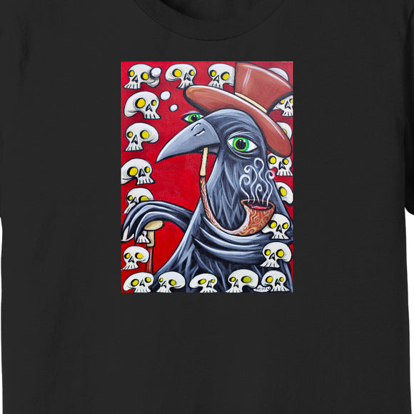 Crow with Pipe and Skulls Full Art Unisex T-Shirt