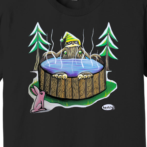 Sasquatch in a Hot Tub Black Unisex T-Shirt