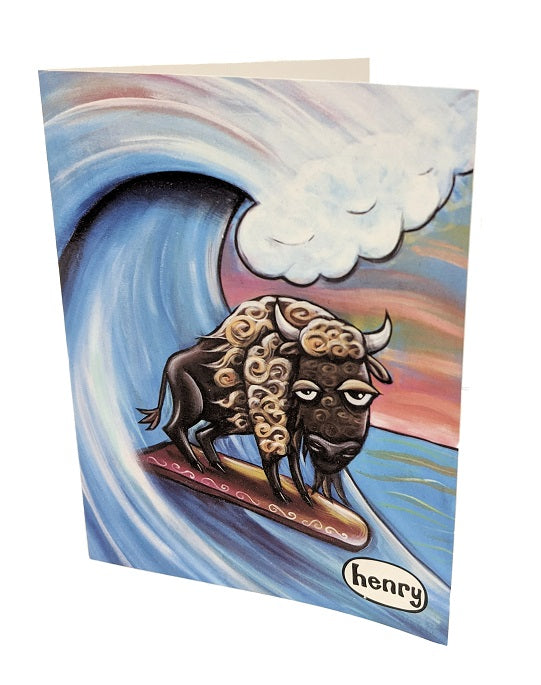 Buffalo Surfing Note Card