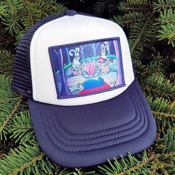 Bunnies Camping Navy/White Little Henry Trucker Hat