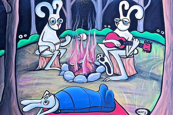 Bunnies Camping Canvas Print