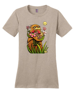 Sasquatch Hugging Flowers Feminine Cut T-Shirt