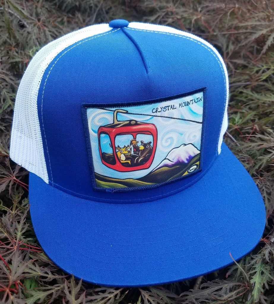 Gondola Fun - Crystal Mountain Flat Bill Royal/White Trucker Hat