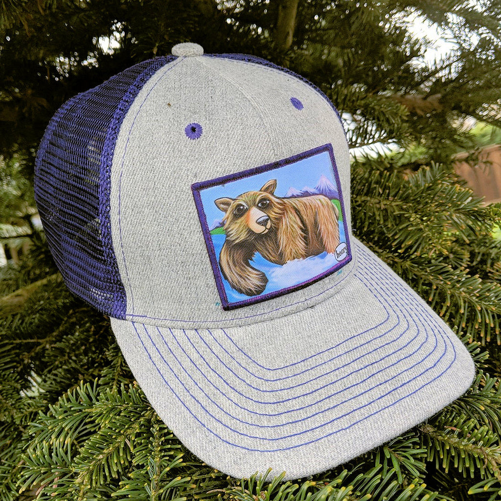 Grizzly Fishing Purple/Gray Trucker Hat