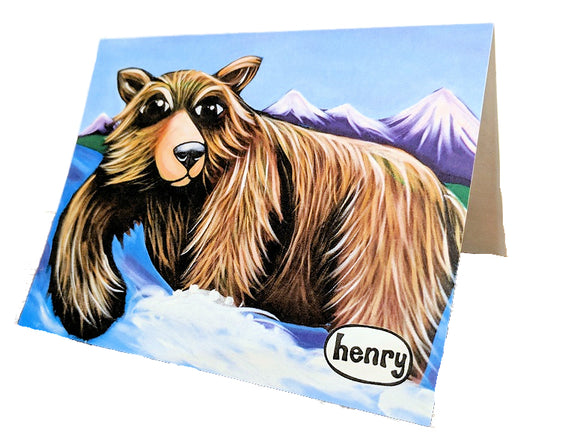 Grizzly Fishing Note Card