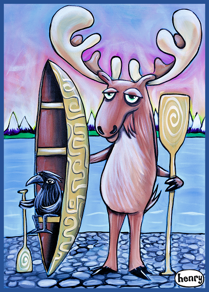 Moose and Raven Canoe Magnet