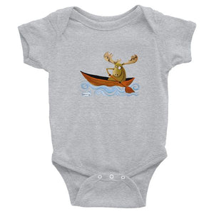 Onesie - Moose in a Canoe on Heathered Light Gray