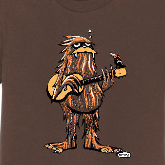 Sasquatch Playing Guitar Brown Youth T-Shirt