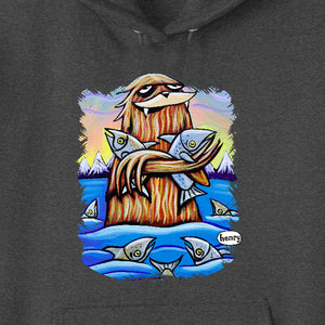Sasquatch Hugging Salmon Unisex Hoodie