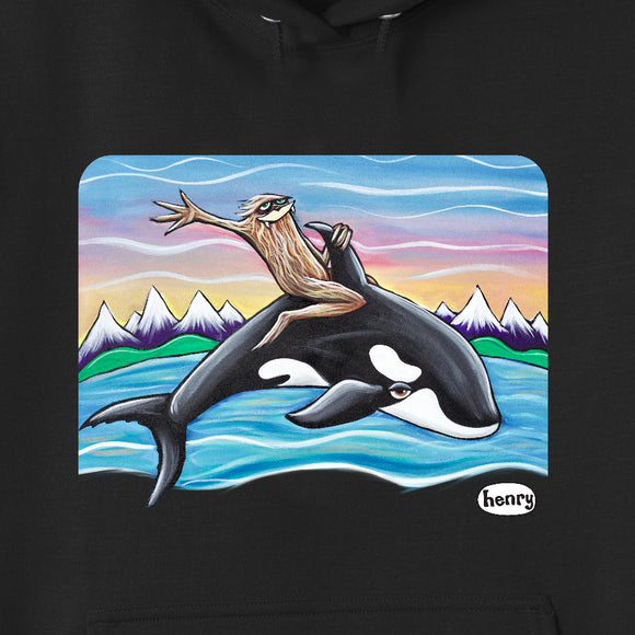 Sasquatch Riding Orca Unisex Hoodie