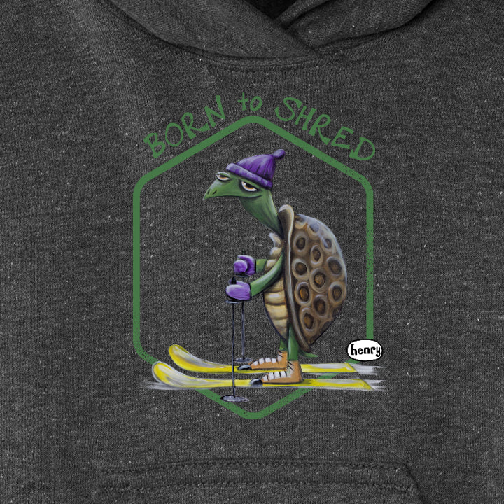 Turtle Skiing Heathered Dark Gray Youth Hoodie