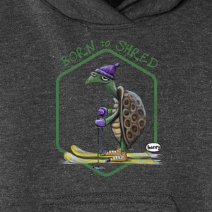 Turtle Skiing Heathered Dark Gray Youth Hoodie