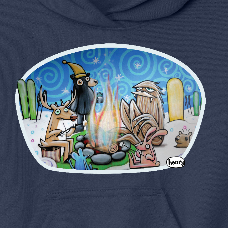 Winter Bonfire Navy Youth Hoodie