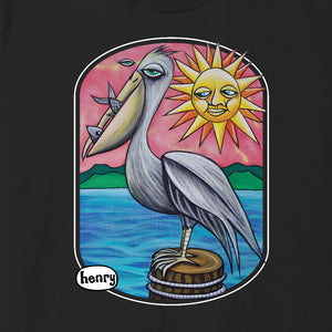 Pelican in the Sun Black Unisex T-Shirt