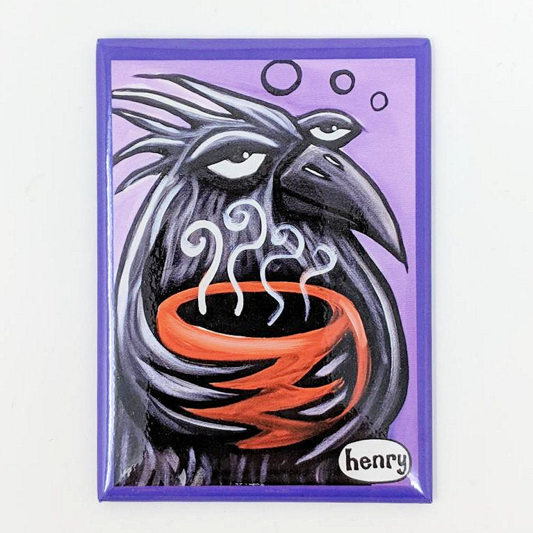 Raven with Coffee Magnet