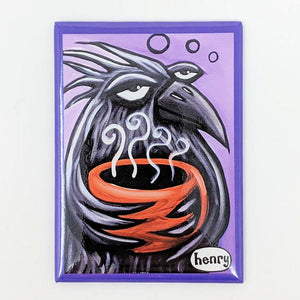 Raven with Coffee Magnet