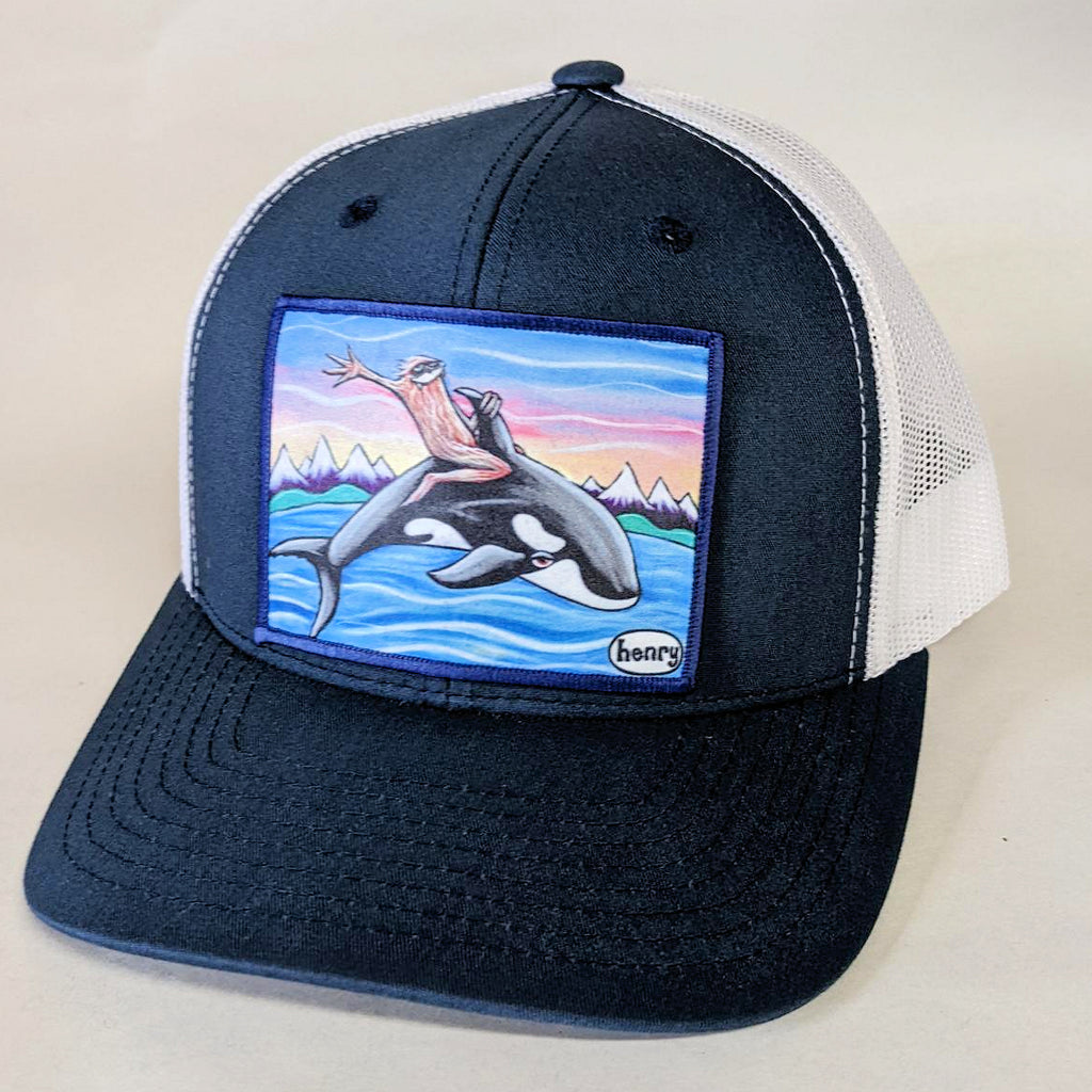 Sasquatch Riding an Orca Trucker Hat