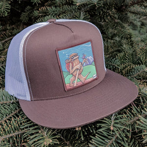 Sasquatch Hiking Flat Bill Brown/White Trucker Hat