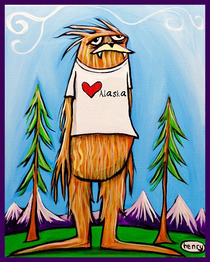 Sasquatch is big in Alaska Heart Sticker