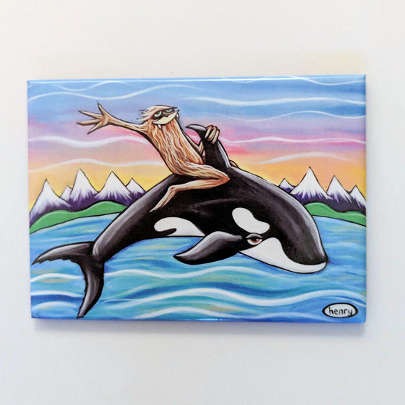 Sasquatch Riding an Orca Magnet