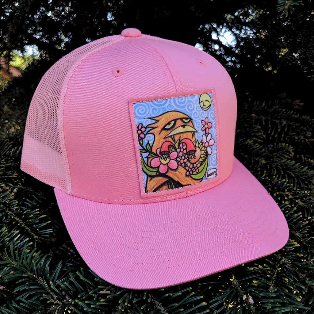 Sasquatch Hugging Flowers Trucker Hat