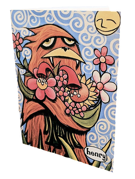 Sasquatch Hugging Flowers Note Card