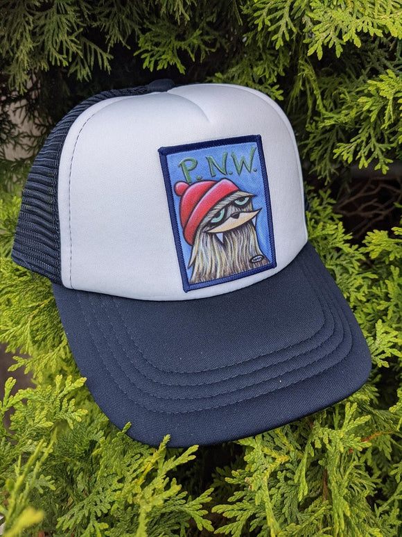 Sasquatch of the PNW Navy/White Little Henry Trucker Hat