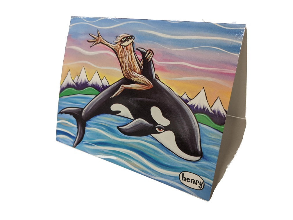 Sasquatch Riding Orca Note Card