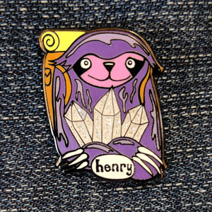 Sloth with Crystals Enamel Pin