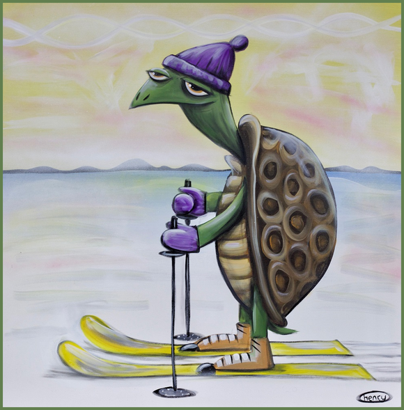 Turtle Skiing Sticker