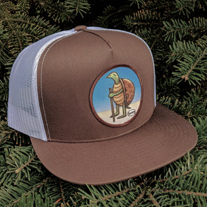 Turtle Hiking Flat Bill Brown/White Trucker Hat