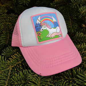 Toddler Unicorn Under the Rainbow Pink/White Trucker Hat