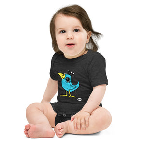 Onesie - Bluebird on Heathered Dark Gray