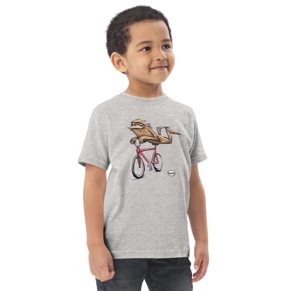 Sasquatch Riding a Bike Heathered Light Gray Toddler T-Shirt