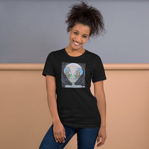 Alien eyeing Sasquatch Full Art Unisex T-Shirt